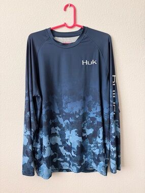 Huk Performance Long Sleeve Shirt - Navy with White Logo
